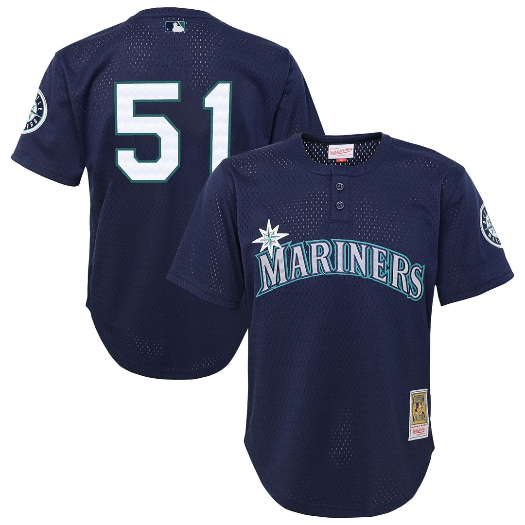 Ichiro Suzuki Seattle Mariners Mitchell & Ness Youth Cooperstown Collection Mesh Batting Practice Jersey - Navy